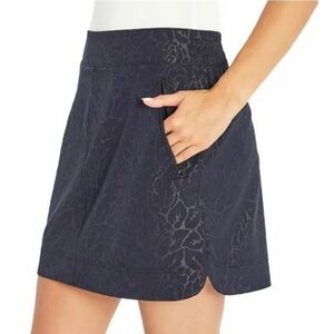Orvis Sz L Travel Skort Women Black Rose Embossed Skirt Pockets Sports Golf